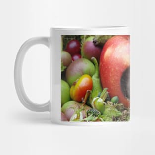 George the mouse in a log pile house - Mouse inside a apple with summer fruits Mug